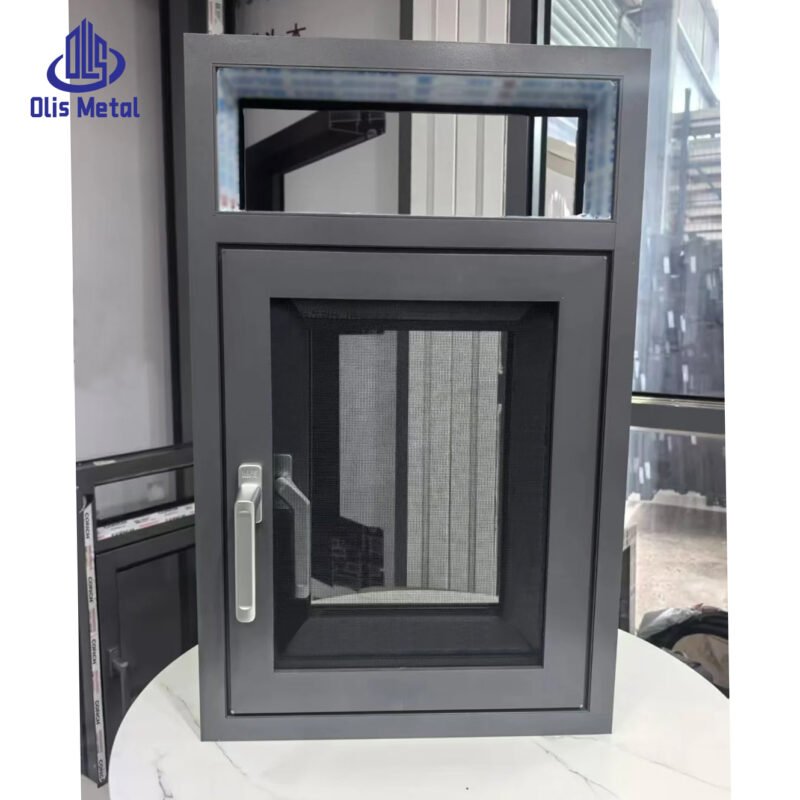 Modern Residential Aluminum Single Sash Casement Window with Integrated Screen