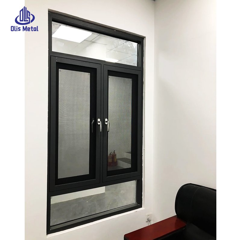 Corrosion Resistant Integrated Screen Black Aluminum Casement Windows