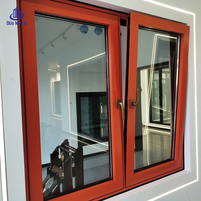 Exceptional 2-Panel Orange Aluminum Tilt and turn Window: Durable Weather-Resistant Design for Global Projects - Image 2