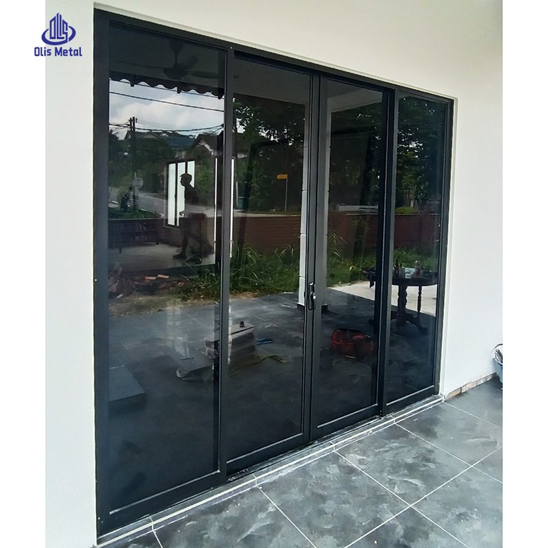 Elegant Premium Black Aluminum Sliding Patio Door Sleek Thermal Break Design