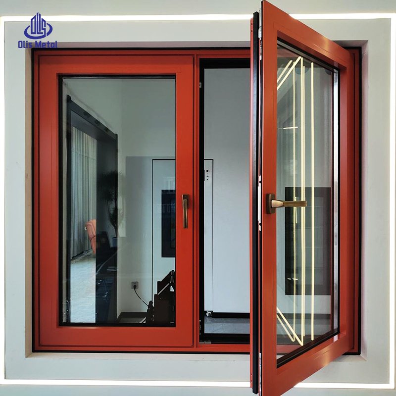 Exceptional 2-Panel Orange Aluminum Tilt and turn Window: Durable Weather-Resistant Design for Global Projects