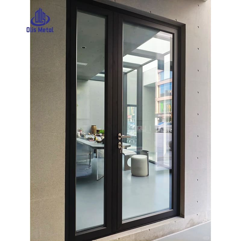 Black Aluminum 2-Leaf Double Casement Clear Glass Interior Doors | Refined Heavy-Duty Interior Entry for Commercial Builders - Image 2