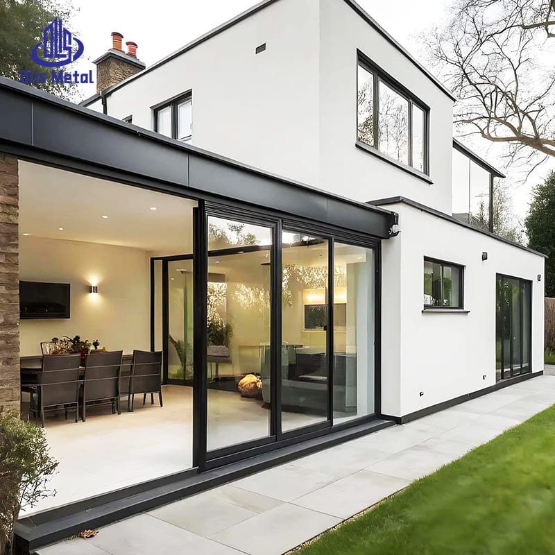 Black Aluminum 2-Panel Double Sliding Clear Glass Door | Premium Heavy-Duty Patio Access for Residential