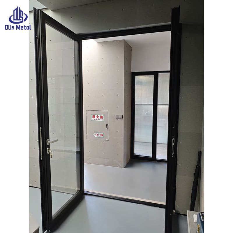 Black Aluminum 2-Leaf Double Casement Clear Glass Interior Doors | Refined Heavy-Duty Interior Entry for Commercial Builders - Image 3