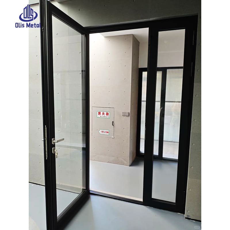 Black Aluminum 2-Leaf Double Casement Clear Glass Interior Doors | Refined Heavy-Duty Interior Entry for Commercial Builders