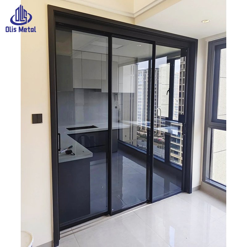 Aluminum Sliding Glass Doors: 3-Track Triple Panel Design for Effortless Wide Kitchen Openings & Sleek Modern Elegance