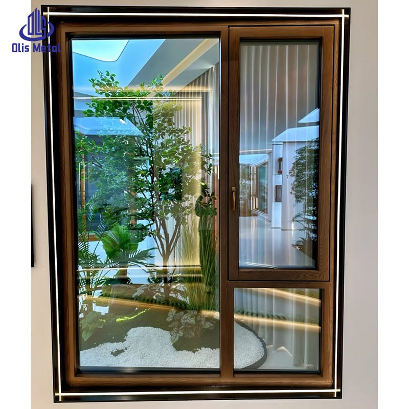 Aluminum-Clad Wood Double Glazing Casement Windows for Heavy-Duty Windproof & Weather Resistance