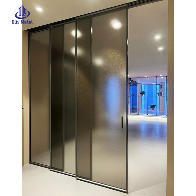 Ultra-Slim Narrow Frame Aluminum Sliding Glass Doors: Frosted Double Tempered Glass with Top Track for Silky Smooth