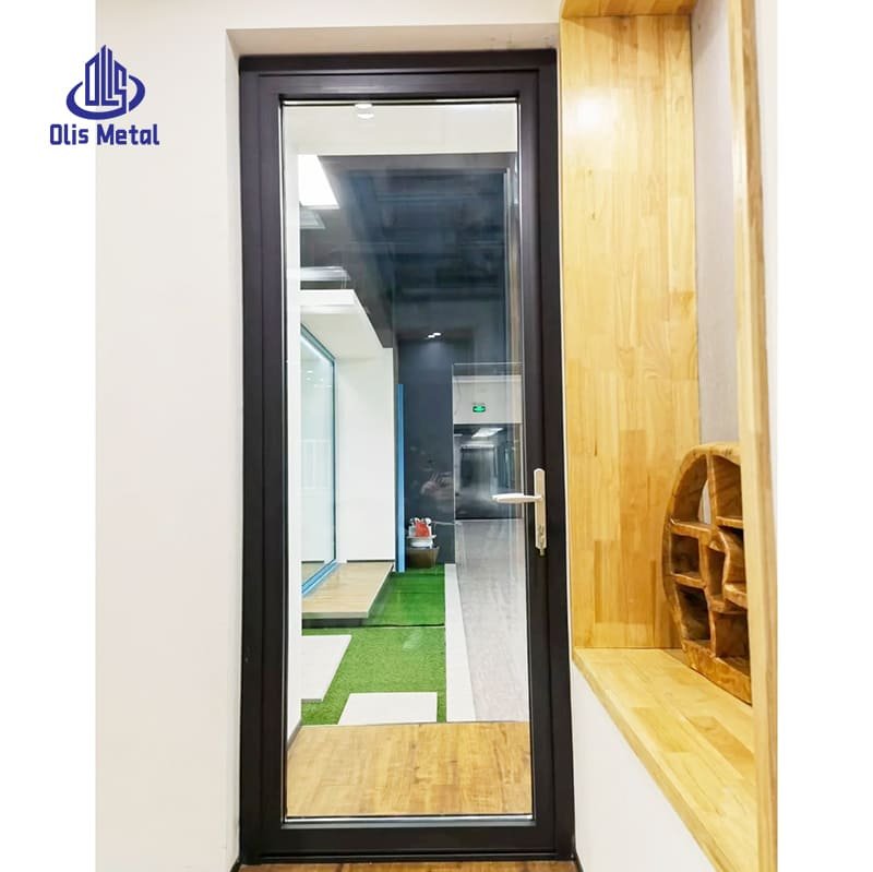 Aluminum Glass Swing Doors Heavy-Duty Narrow Frame for Superior Soundproofing & Thermal Insulation