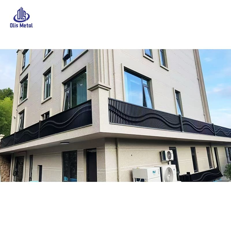 Black Aluminum Balcony Railing | Elegant Precision-Crafted Wavy Outdoor Railing Fence - Image 4