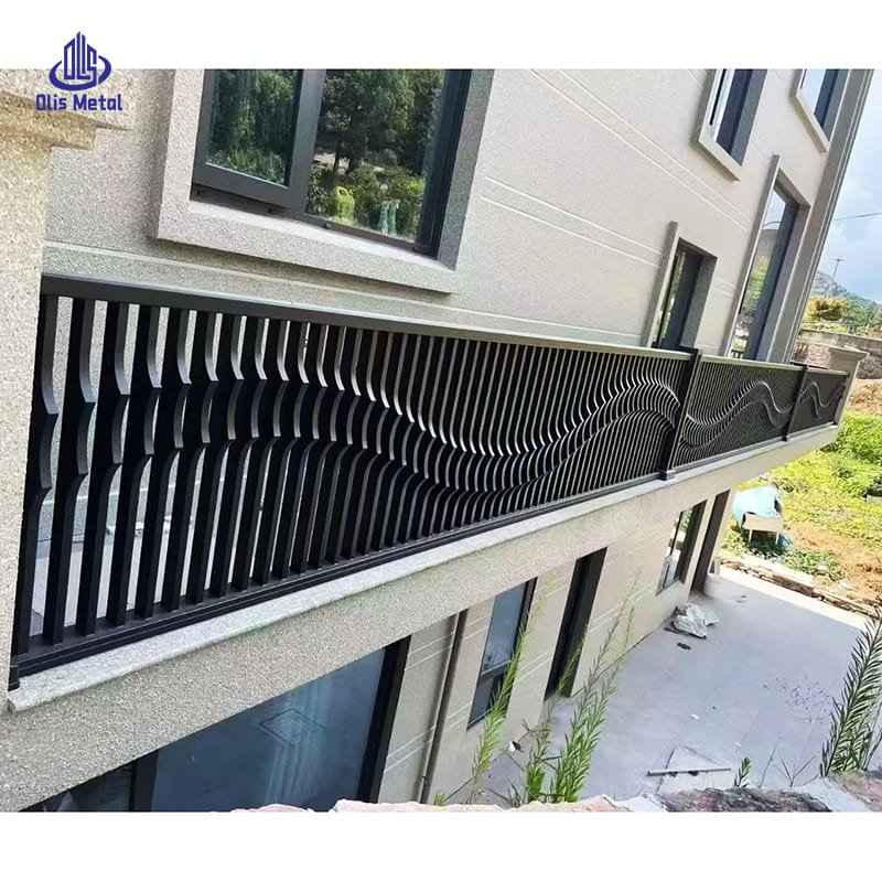 Black Aluminum Balcony Railing | Elegant Precision-Crafted Wavy Outdoor Railing Fence