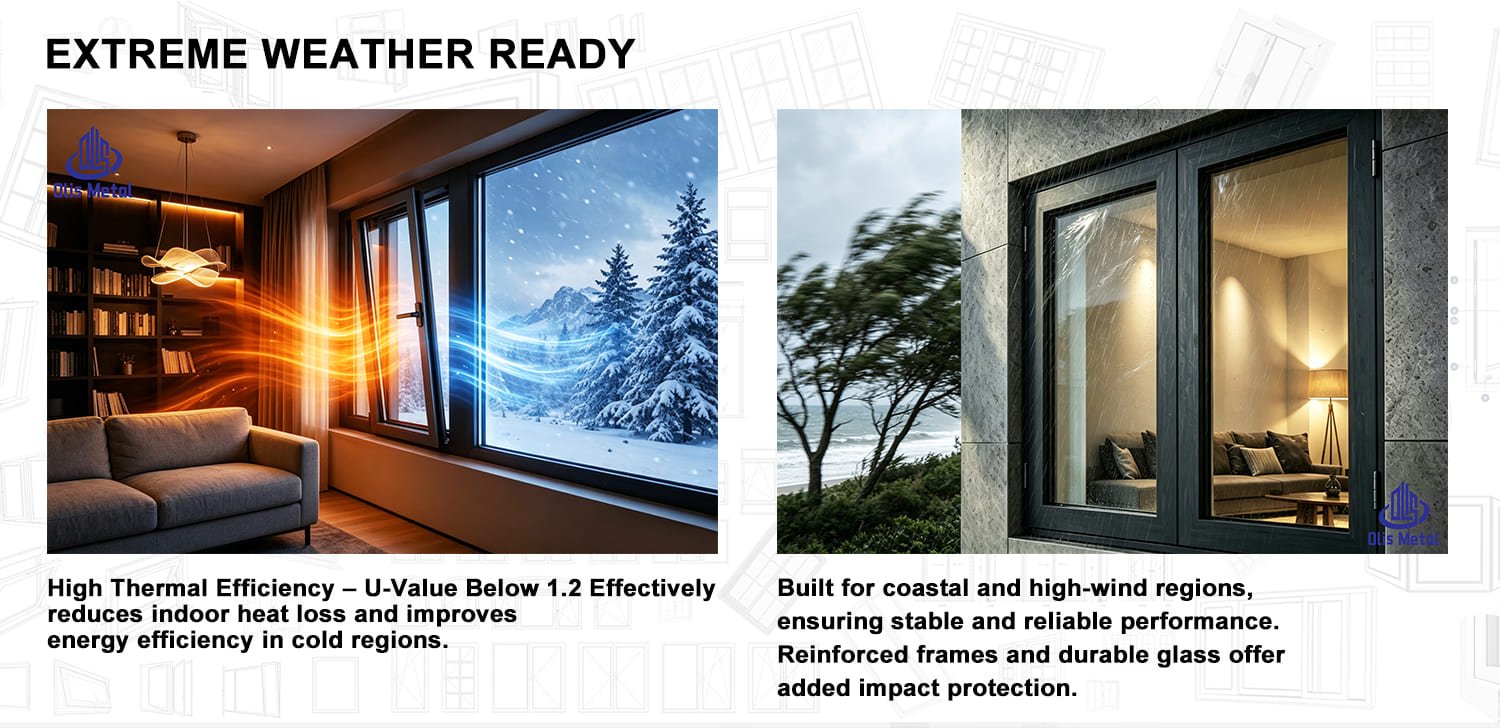 Wood Grain Aluminum Tilt Turn Window with Fixed Glass | Elegant Wood Finish Architectural-Grade for Villa Developers - Image 7