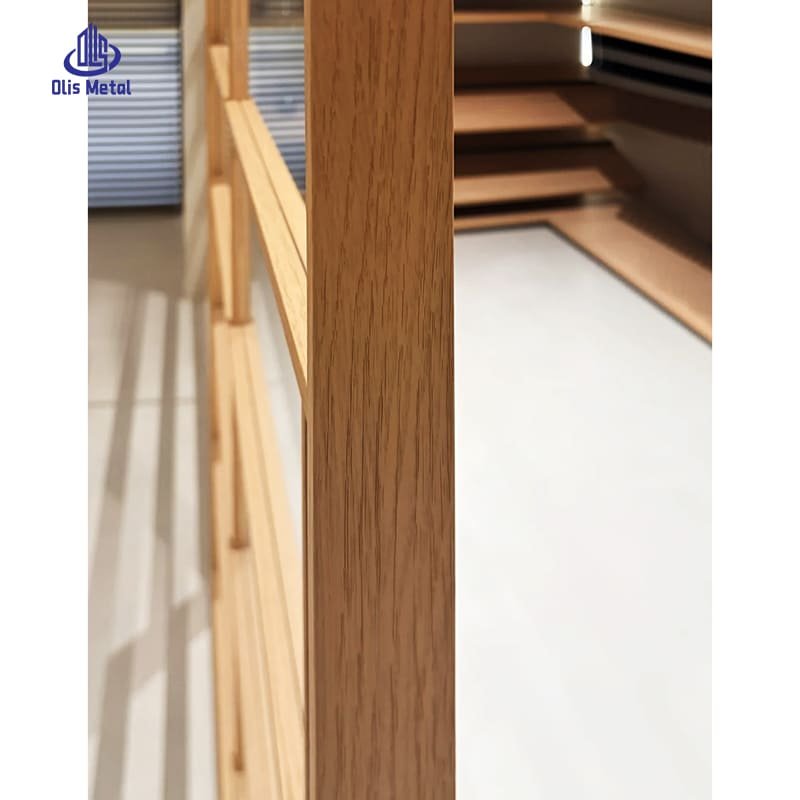 Exquisite Wood Grain Grid Glass Aluminum Sliding Door | Seamless Flexible Space Divider for Kitchen & Bedroom Layouts - Image 6