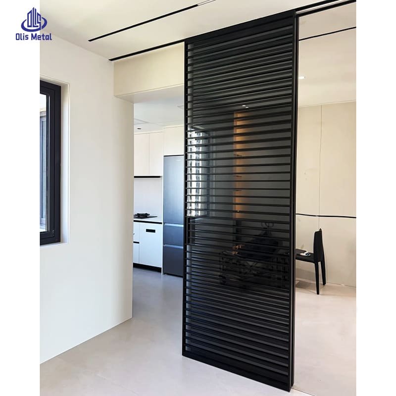 Horizontal Louvered Aluminum Sliding Partition Door | Premium Space Divider for Residential Construction Projects
