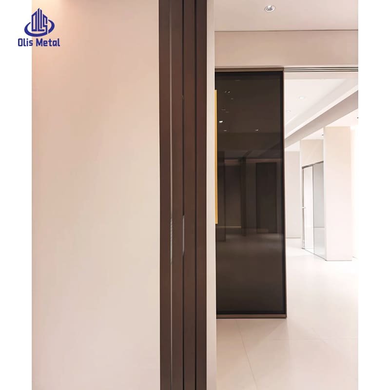 Minimalist Black 4-Panel Aluminum Sliding Door | Premium Space-Saving Glass Divider for Contemporary Homes - Image 4