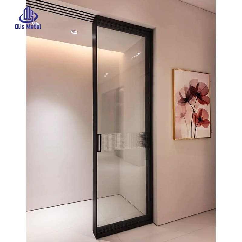 Minimalist Black 4-Panel Aluminum Sliding Door | Premium Space-Saving Glass Divider for Contemporary Homes - Image 3