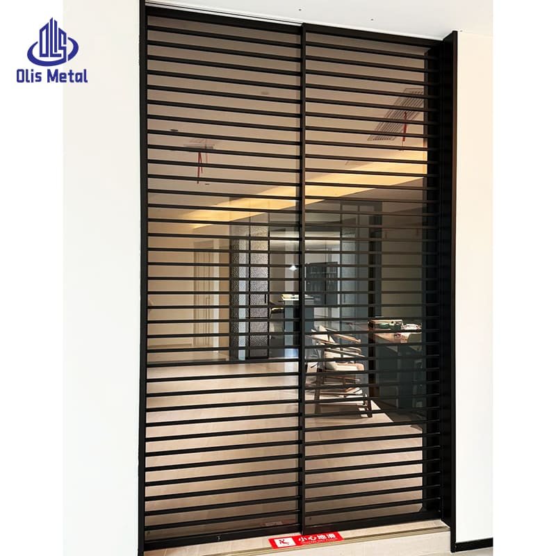 Aluminum Grille Sliding Partition Door | Premium Minimalist Space Divider for High-End Residential Projects - Image 2