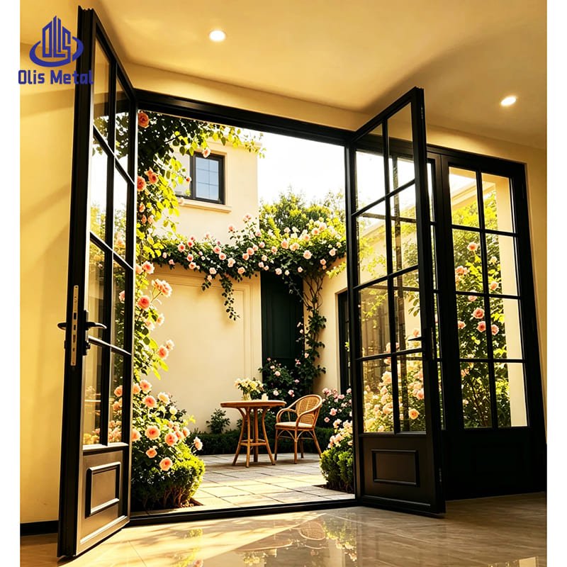 Exquisite Black Aluminum French Door | Premium Tempered Glazing Folding Doors for High-End Residential Projects - Image 2