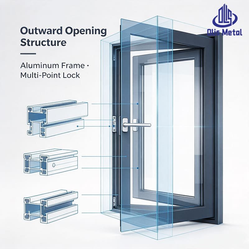 Premium Aluminum Outward Opening Glass Window | Weatherproof Secure Aluminium Casement Windows for Villa & Apartment Homes