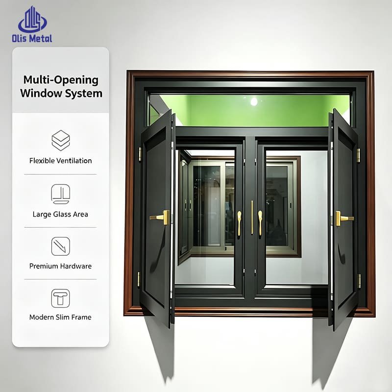 Premium Black Aluminium Casement Windows | Hurricane Resistant Soundproof Window for Villa & Apartment house - Image 4