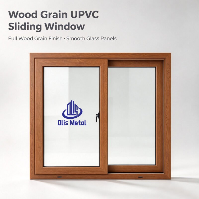 Durable Vinyl Sliding Window Wood Grain Weatherproof Soundproof Residential Windows